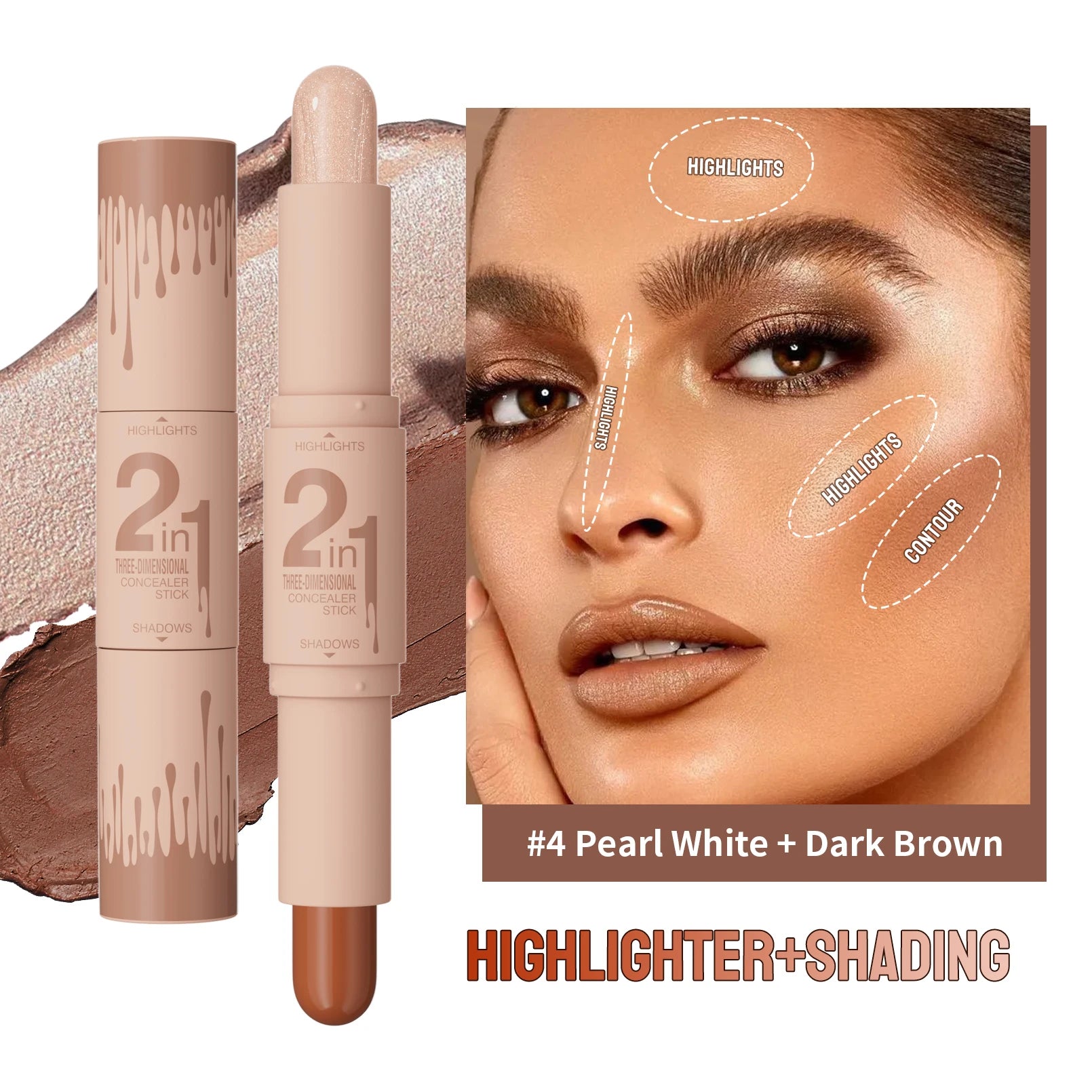 2-in-1 Contour & Highlight Stick — Nose Shadow, Bronzer & Brightening