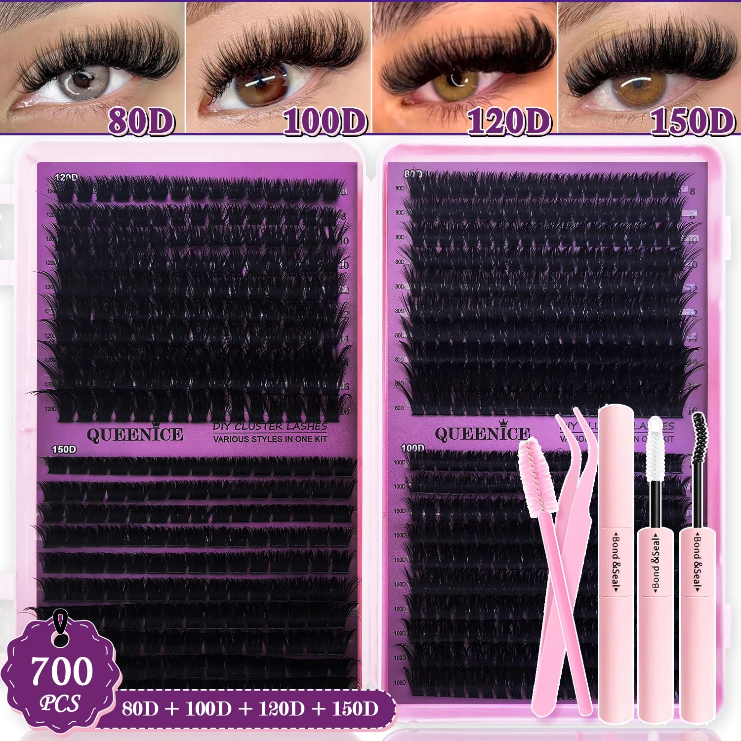 DIY Cluster Lash Extension Kit — Individual Lashes with Bond & Seal