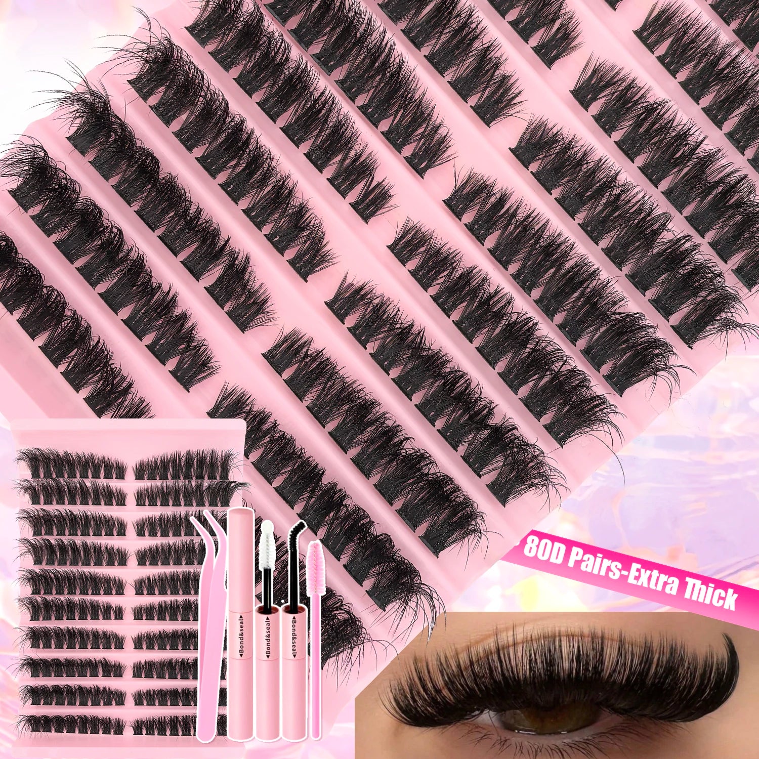 DIY Cluster Lash Extension Kit — Individual Lashes with Bond & Seal