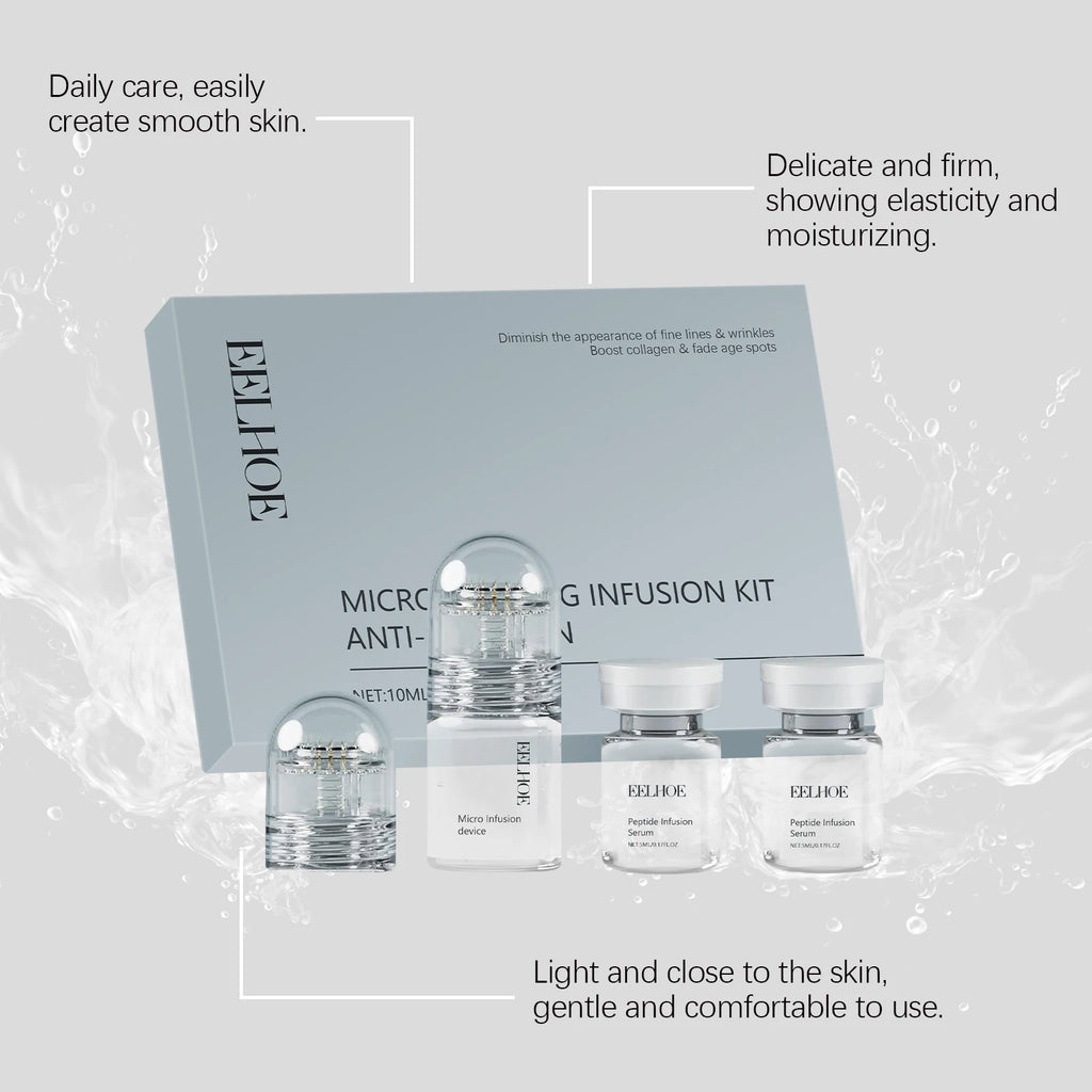 Microneedle Facial Roller & Serum Kit – Deep Hydration Skincare Set