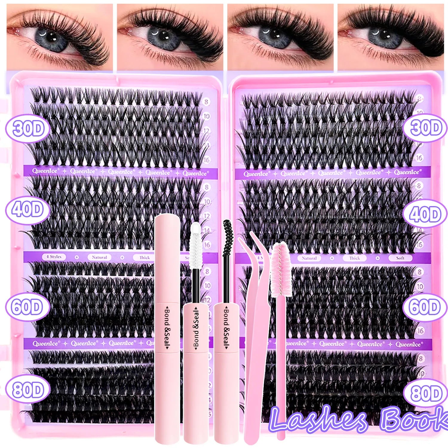 DIY Cluster Lash Extension Kit — Individual Lashes with Bond & Seal