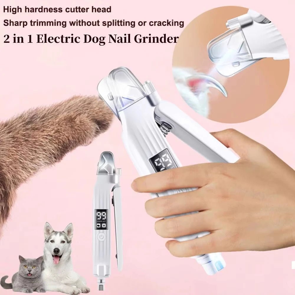 2-in-1 Electric Pet Nail Trimmer & Grinder with LED Lights