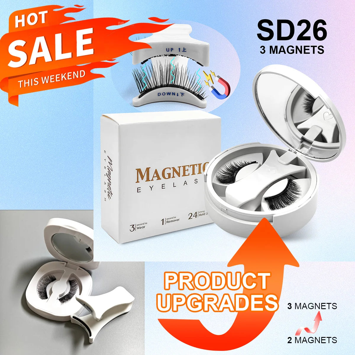 Magnetic Eyelashes Set — Reusable No-Glue False Lashes with Tweezers
