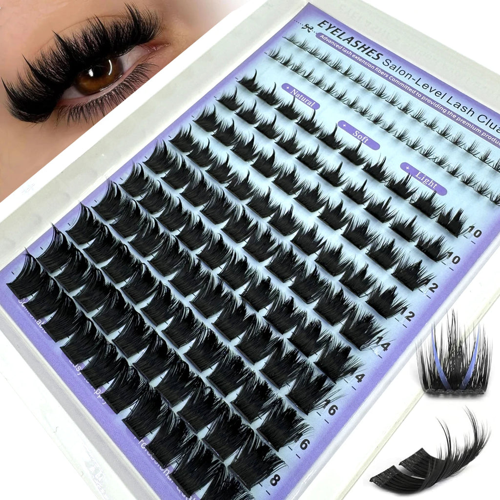Wispy Cluster Lash Extensions — D Curl, Spiky Volume (12–16 Rows)