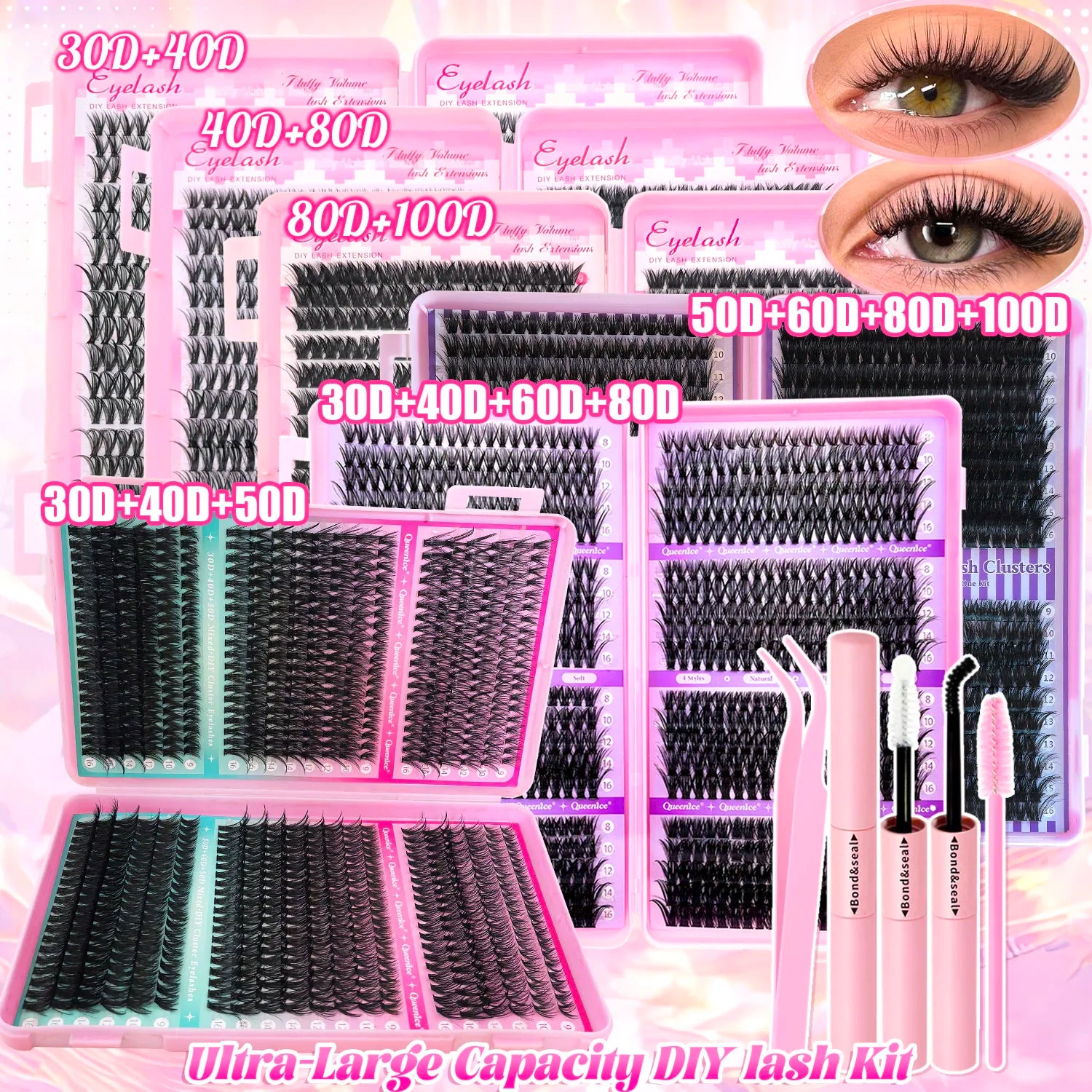 DIY Cluster Lash Extension Kit — Individual Lashes with Bond & Seal