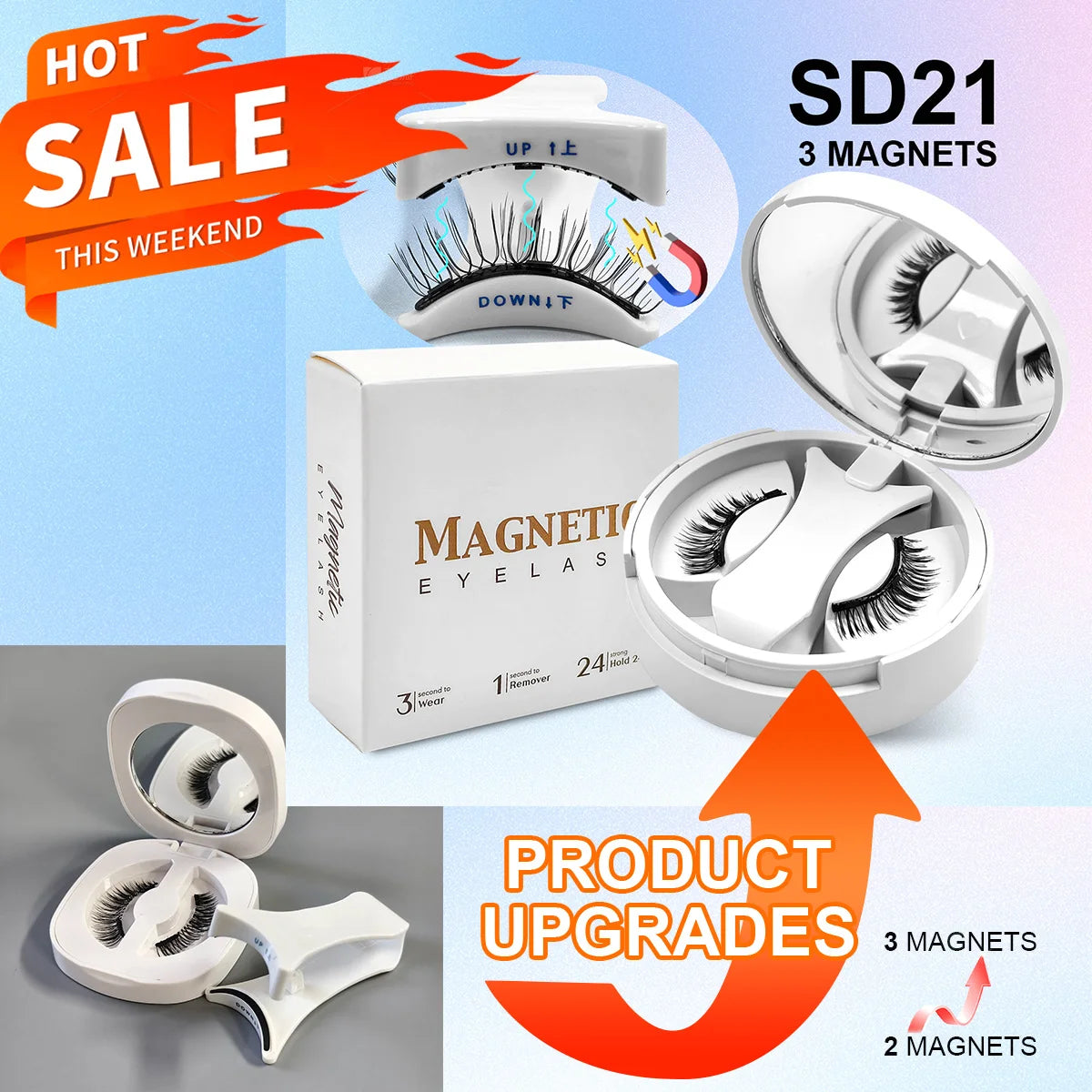 Magnetic Eyelashes Set — Reusable No-Glue False Lashes with Tweezers