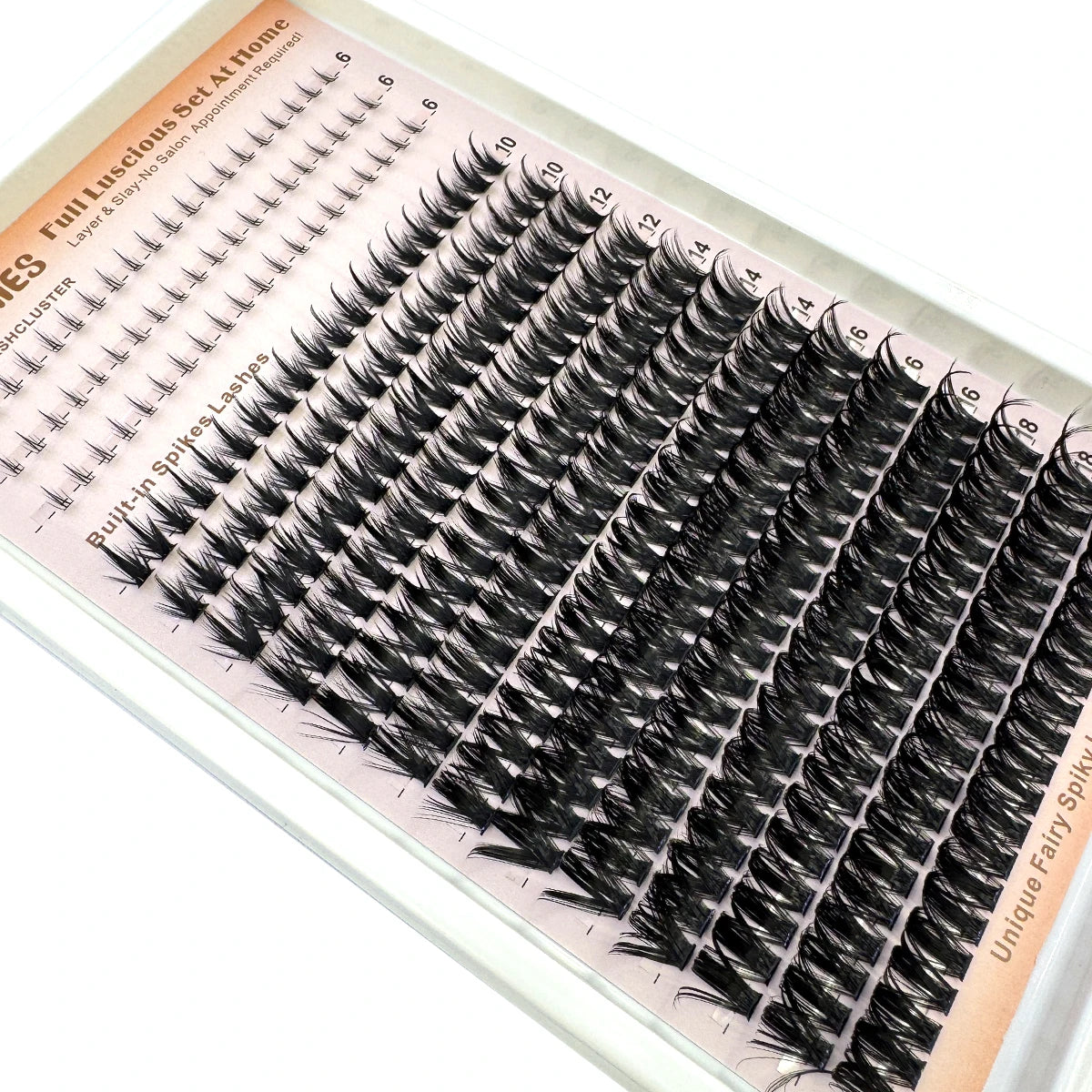Wispy Cluster Lash Extensions — D Curl, Spiky Volume (12–16 Rows)