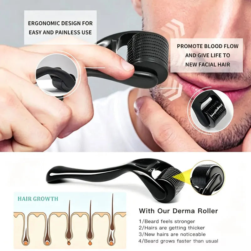 Derma Roller – 540 Microneedle Roller for Face, Body & Beard Growth