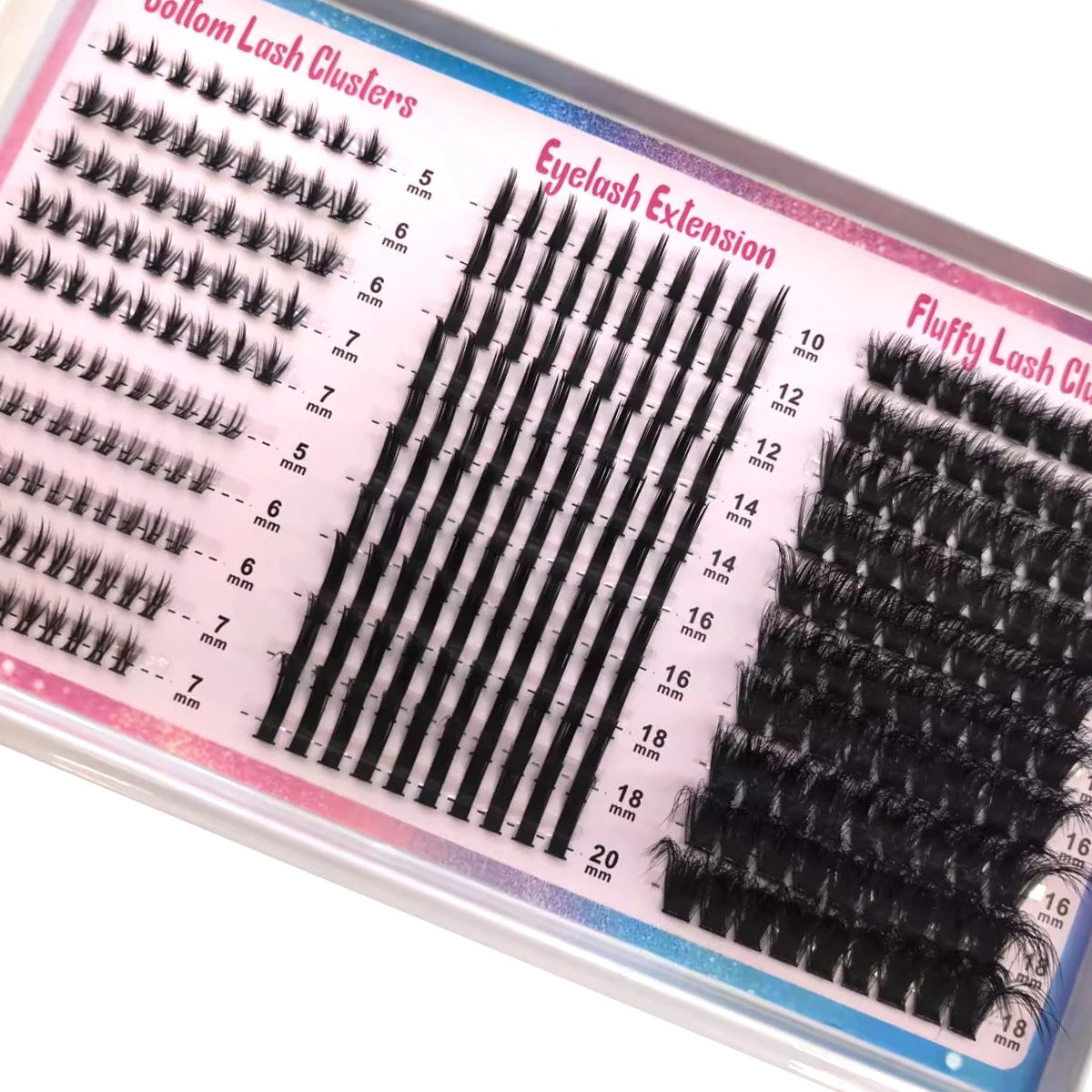 Wispy Cluster Lash Extensions — D Curl, Spiky Volume (12–16 Rows)