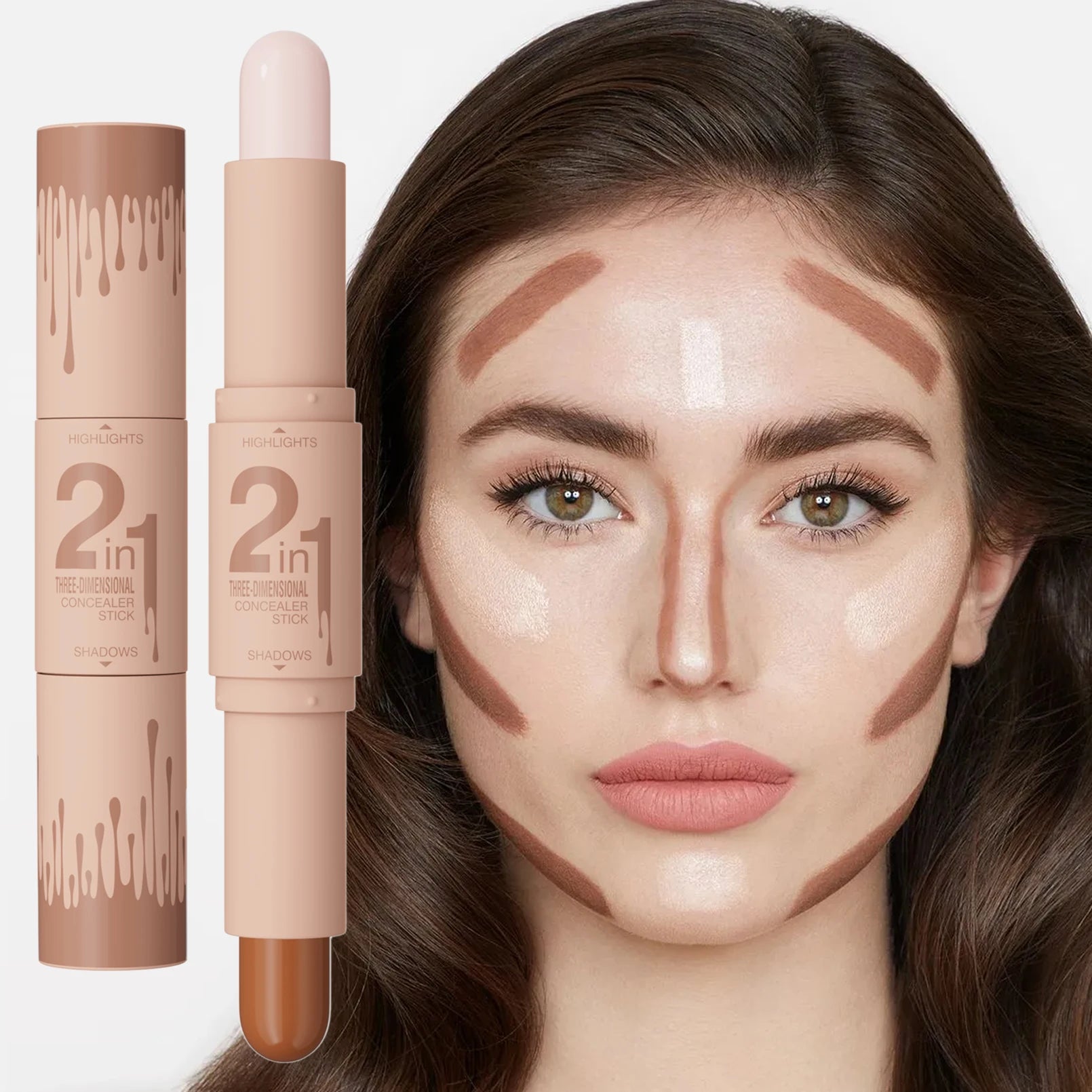 2-in-1 Contour & Highlight Stick — Nose Shadow, Bronzer & Brightening