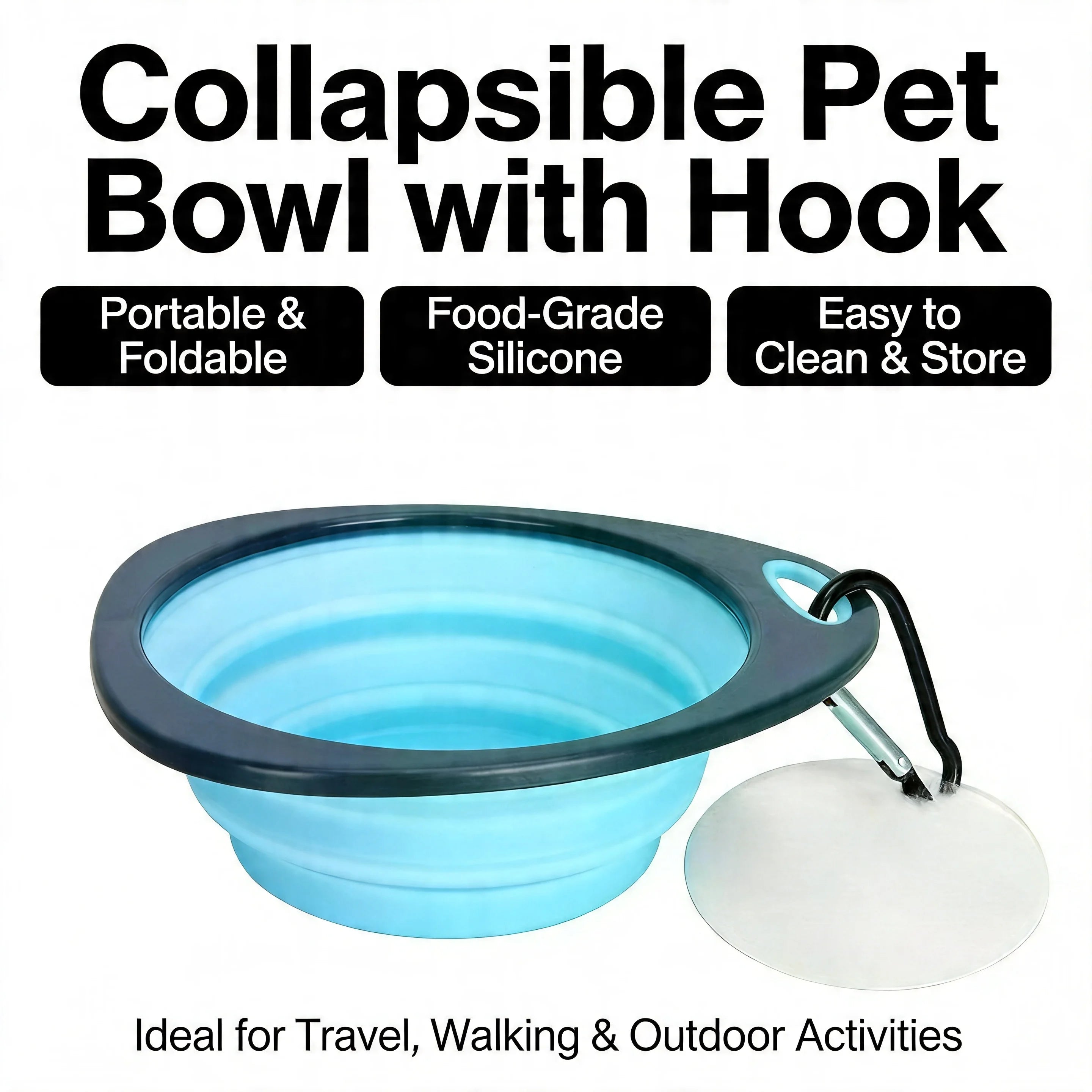 Collapsible Pet Travel Bowl — Portable Foldable Food & Water Bowl