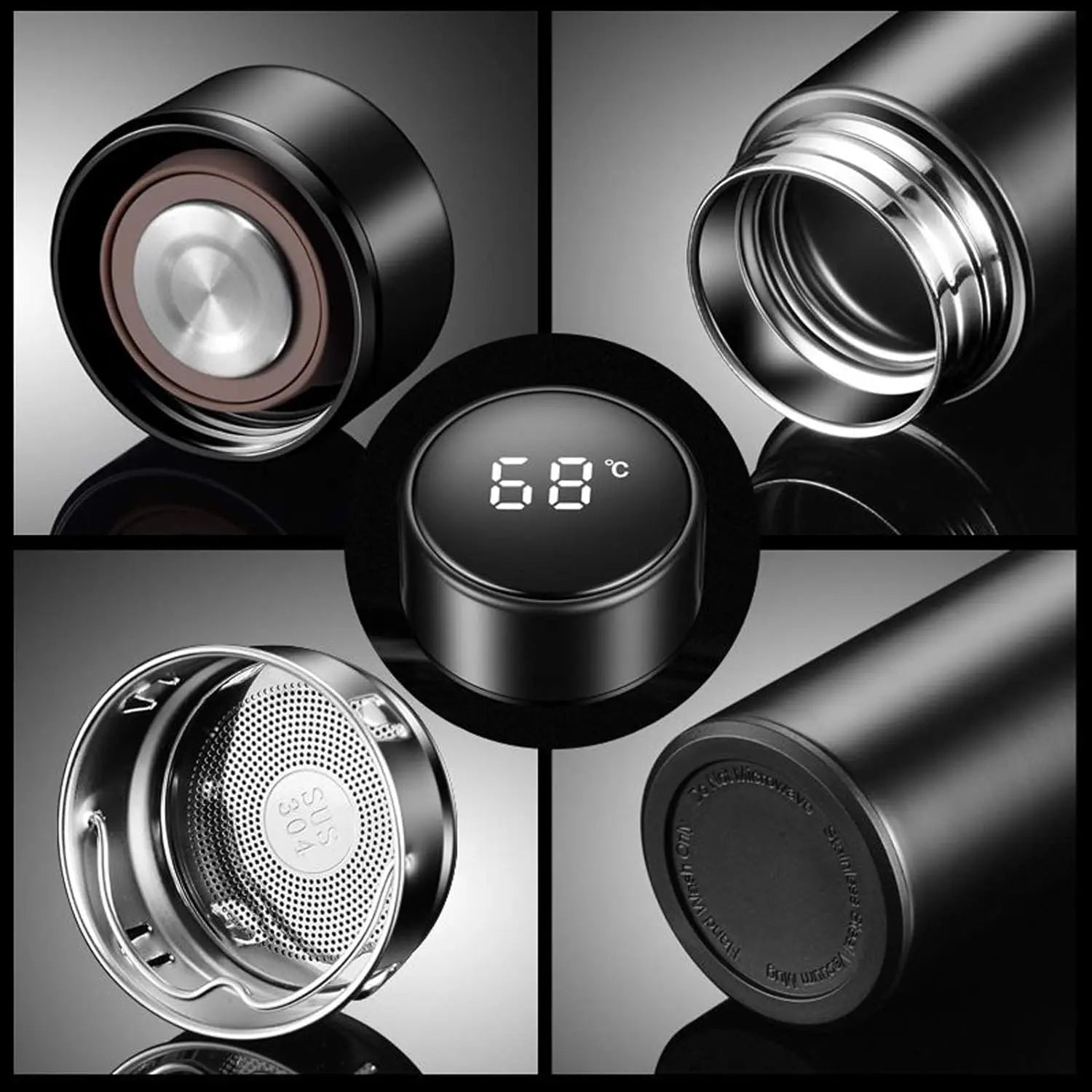 Smart Temperature Display Water Bottle – Stainless Steel Thermos