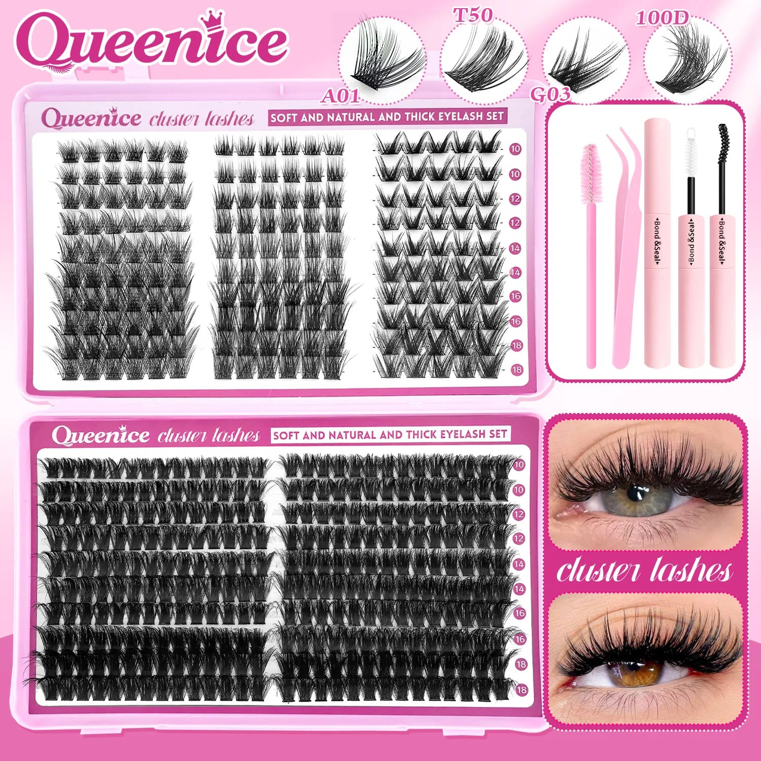DIY Cluster Lash Extension Kit — Individual Lashes with Bond & Seal