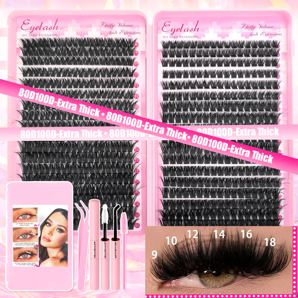 DIY Cluster Lash Extension Kit — Individual Lashes with Bond & Seal