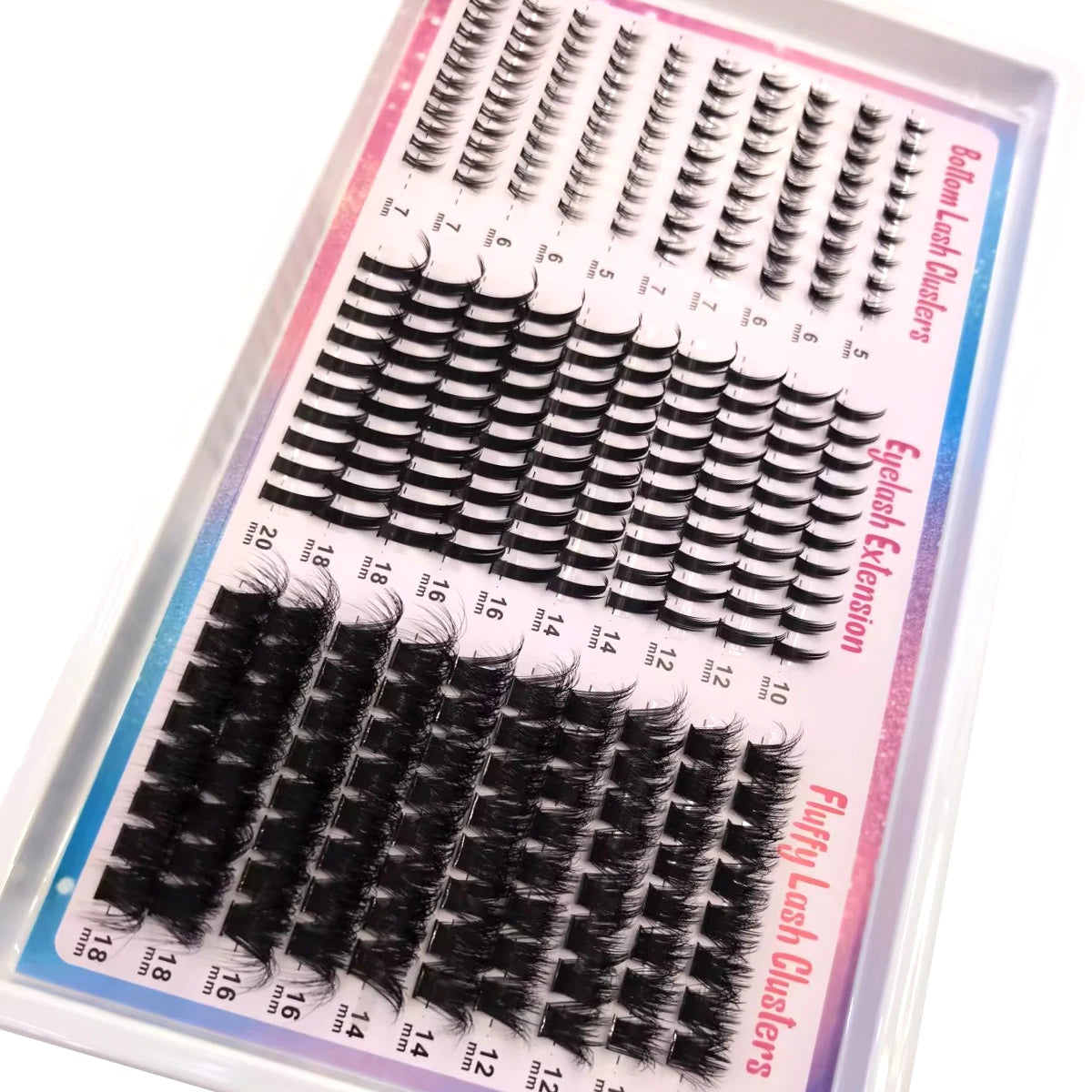 Wispy Cluster Lash Extensions — D Curl, Spiky Volume (12–16 Rows)