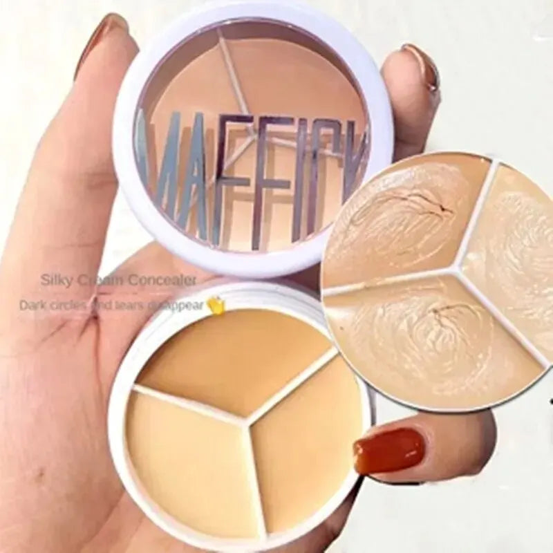 3-Color Concealer Palette — Full Coverage for Dark Circles, Blemishes & Scars