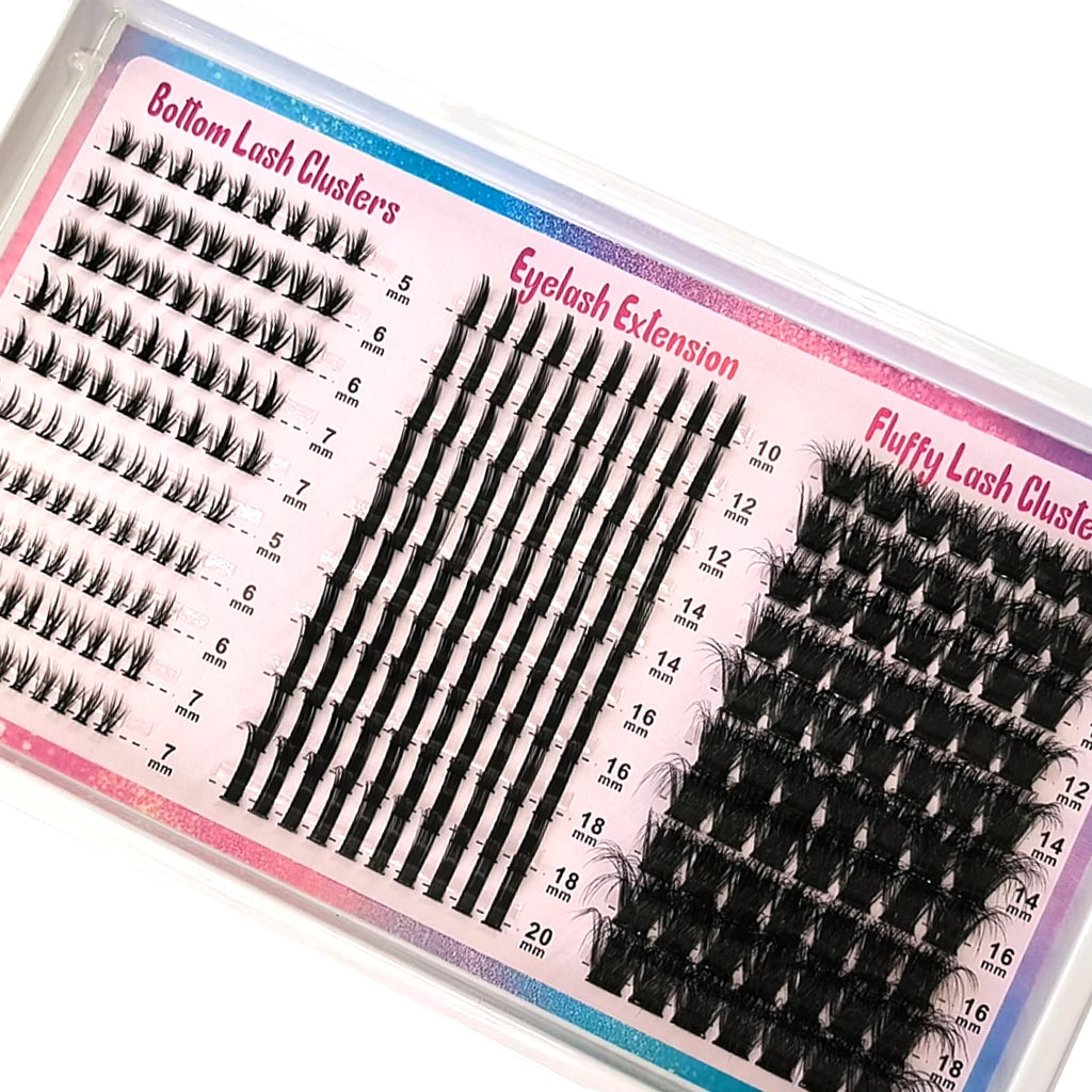 Wispy Cluster Lash Extensions — D Curl, Spiky Volume (12–16 Rows)