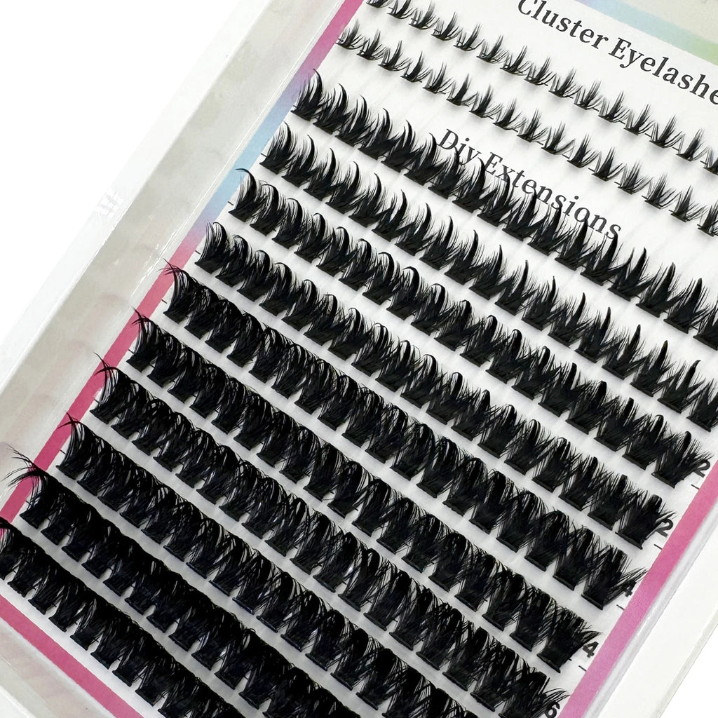Wispy Cluster Lash Extensions — D Curl, Spiky Volume (12–16 Rows)