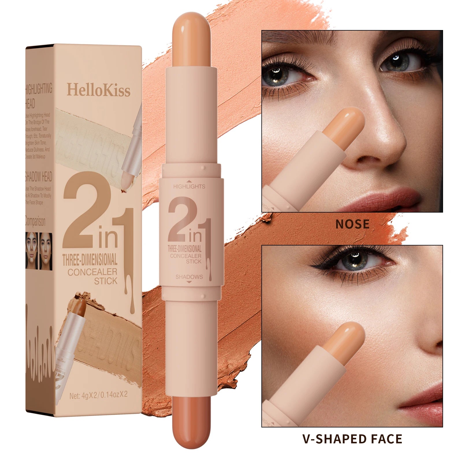 2-in-1 Contour & Highlight Stick — Nose Shadow, Bronzer & Brightening