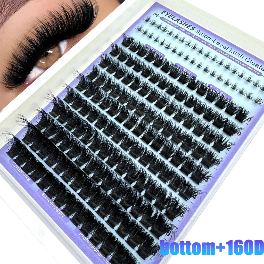Wispy Cluster Lash Extensions — D Curl, Spiky Volume (12–16 Rows)