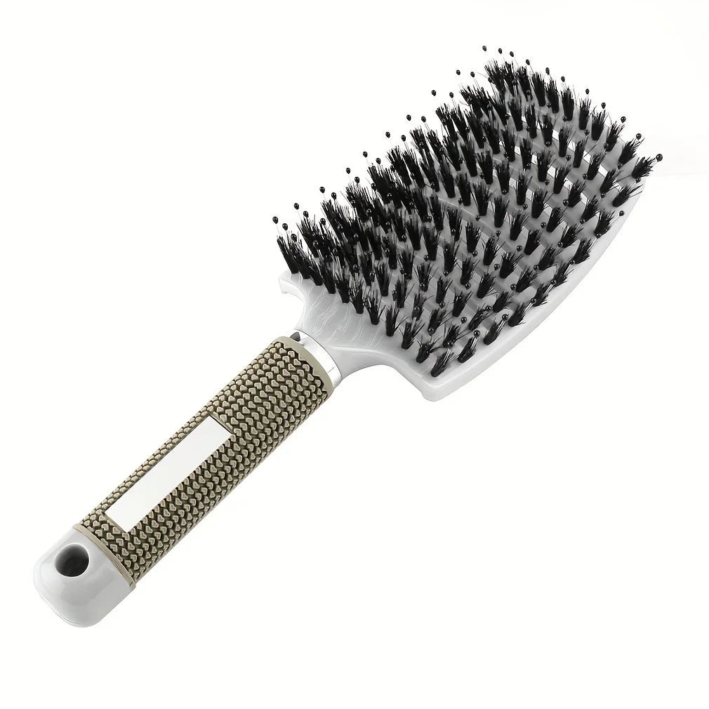 Hairbrush with bristles on a white background