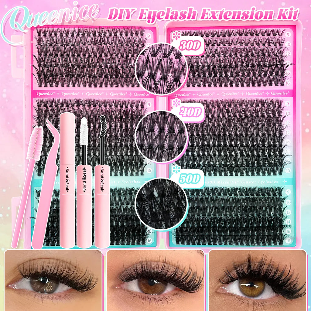 DIY Cluster Lash Extension Kit — Individual Lashes with Bond & Seal