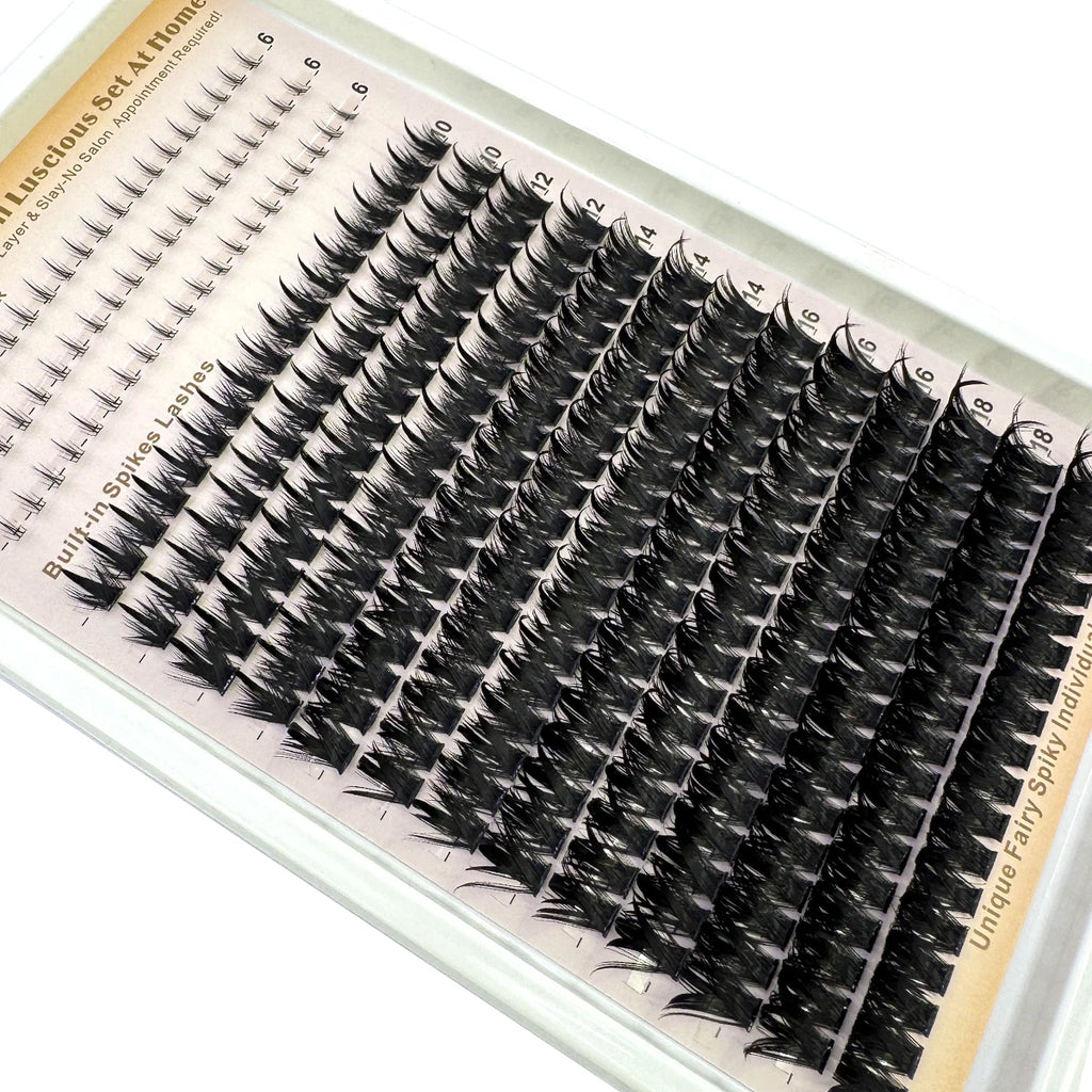 Wispy Cluster Lash Extensions — D Curl, Spiky Volume (12–16 Rows)