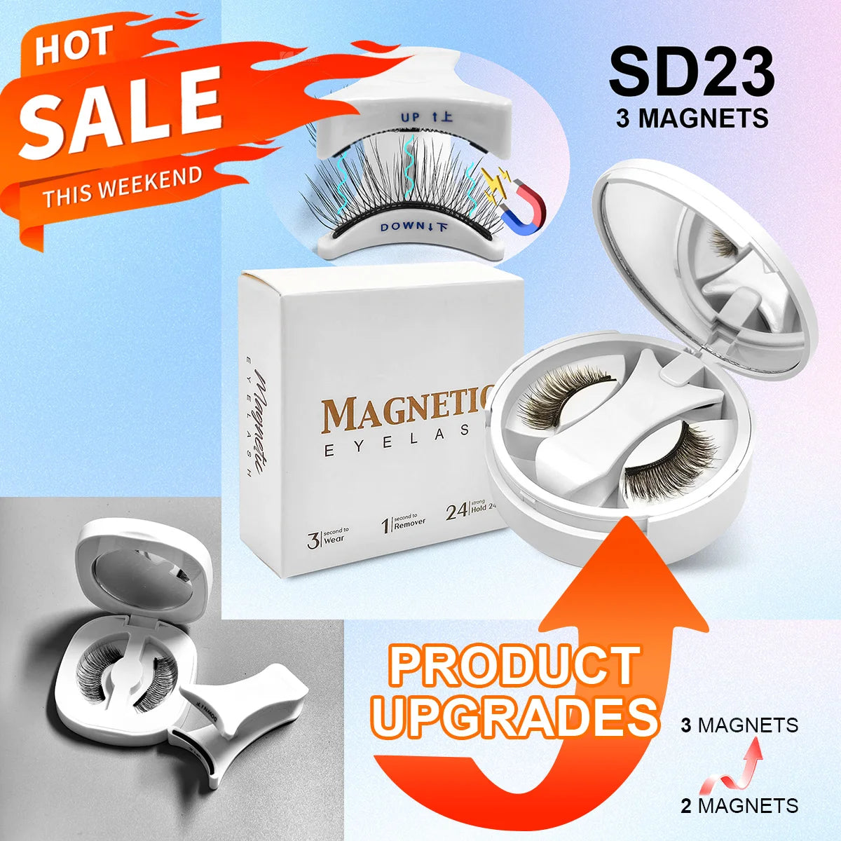 Magnetic Eyelashes Set — Reusable No-Glue False Lashes with Tweezers