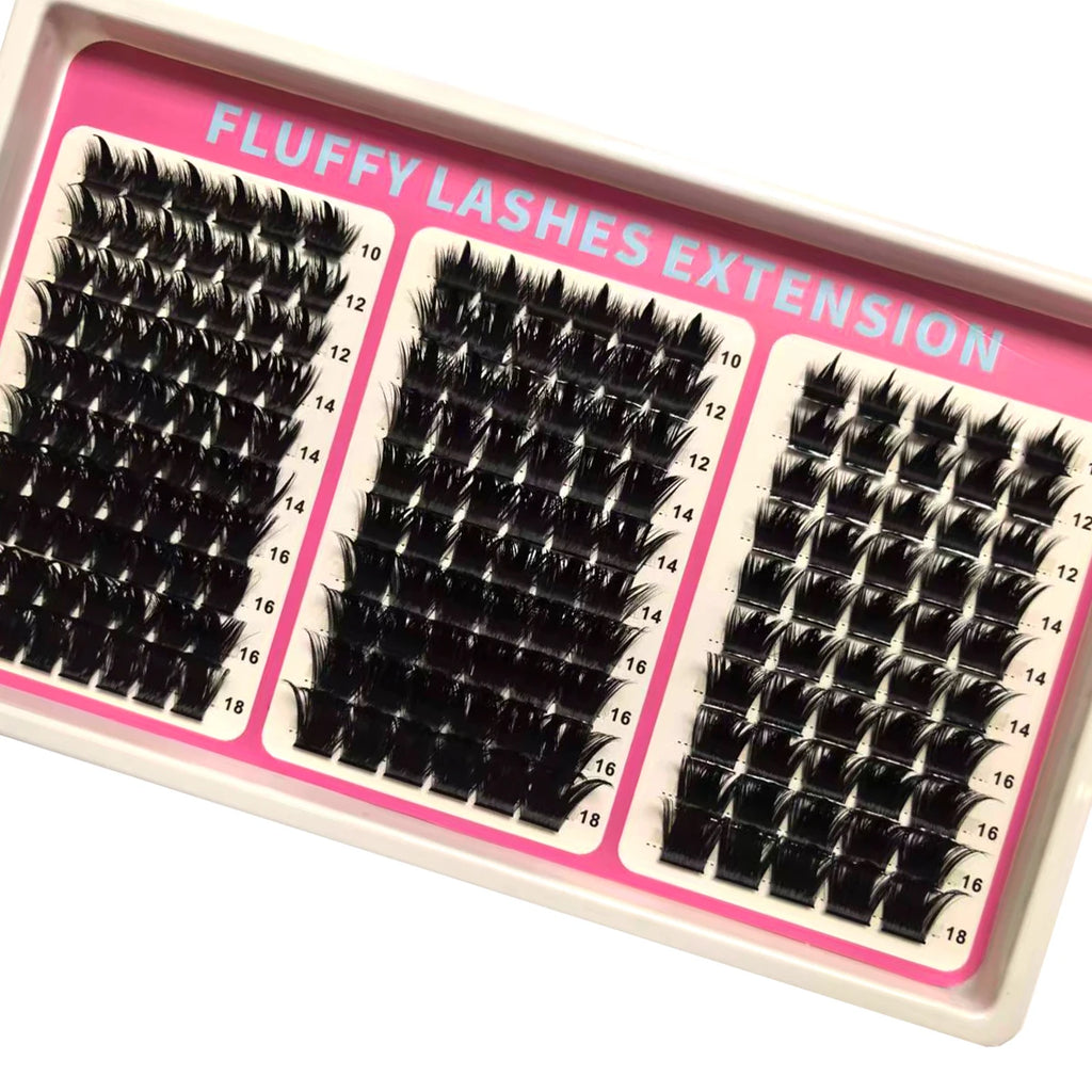 Wispy Cluster Lash Extensions — D Curl, Spiky Volume (12–16 Rows)