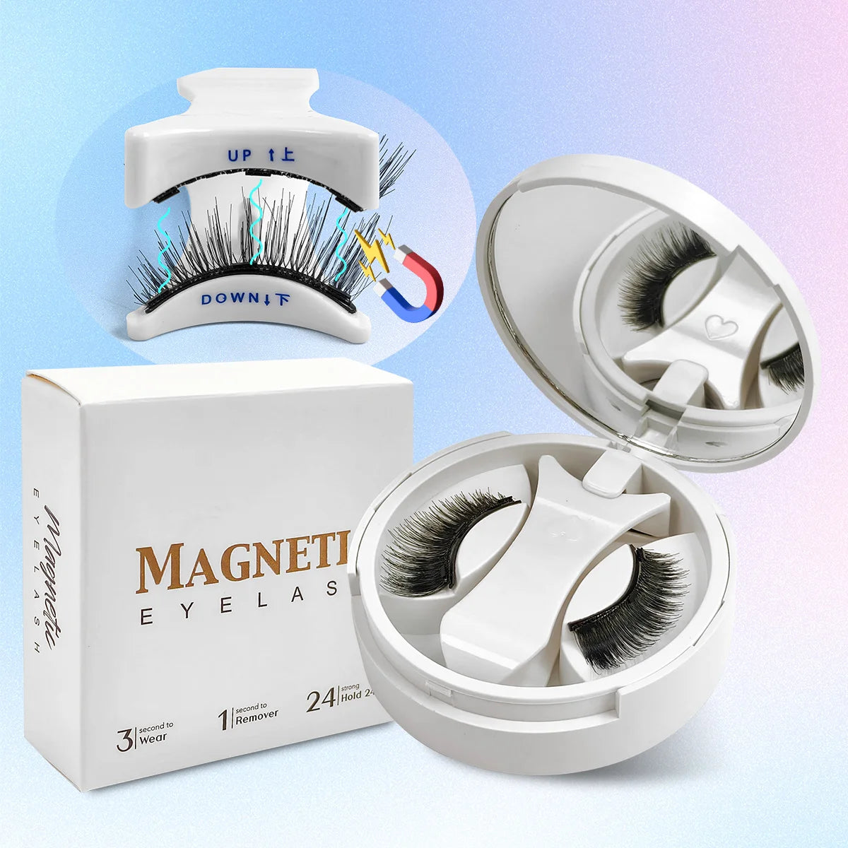 Magnetic Eyelashes Set — Reusable No-Glue False Lashes with Tweezers