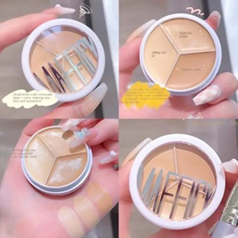 3-Color Concealer Palette — Full Coverage for Dark Circles, Blemishes & Scars
