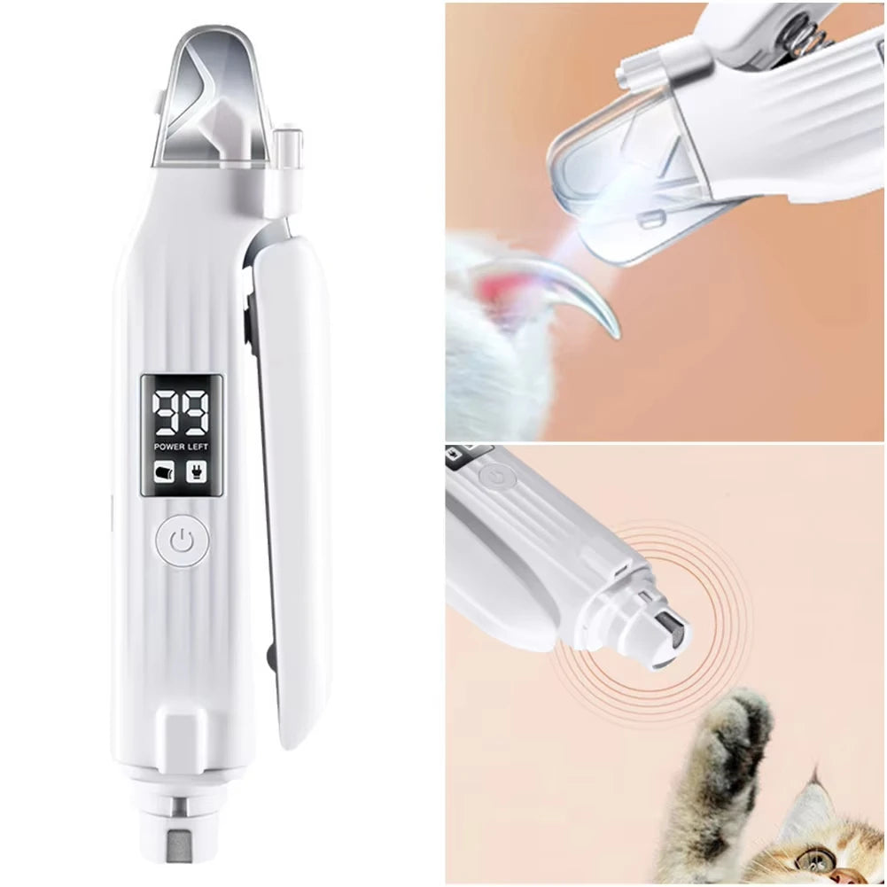 2-in-1 Electric Pet Nail Trimmer & Grinder with LED Lights