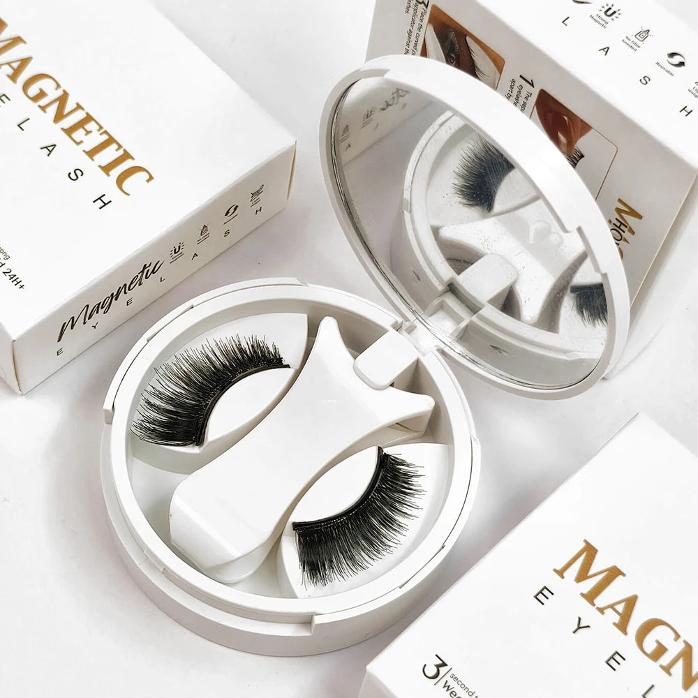 Magnetic Eyelashes Set — Reusable No-Glue False Lashes with Tweezers