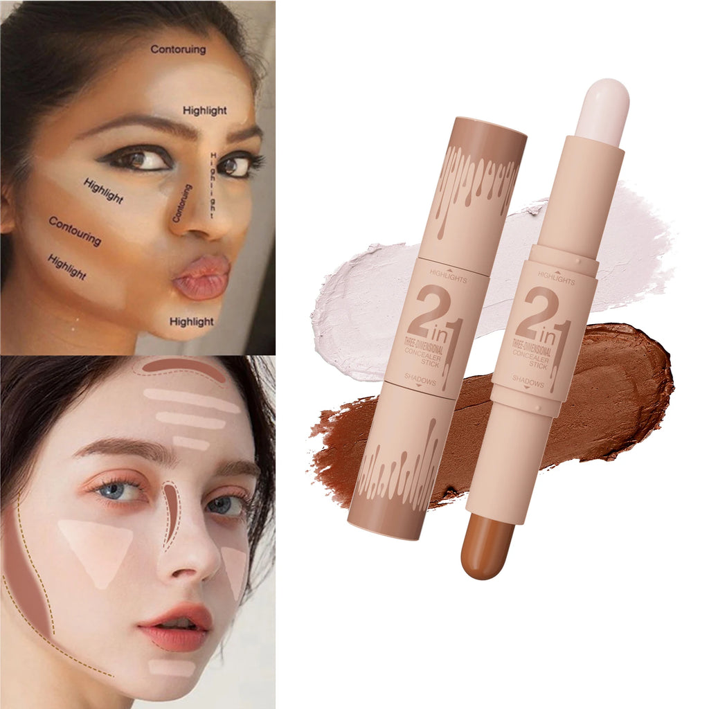2-in-1 Contour & Highlight Stick — Nose Shadow, Bronzer & Brightening