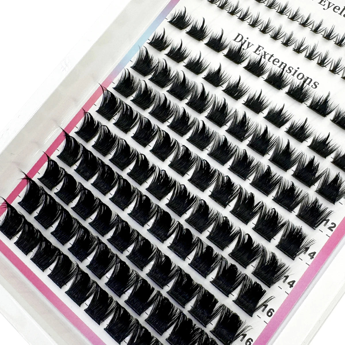 Wispy Cluster Lash Extensions — D Curl, Spiky Volume (12–16 Rows)