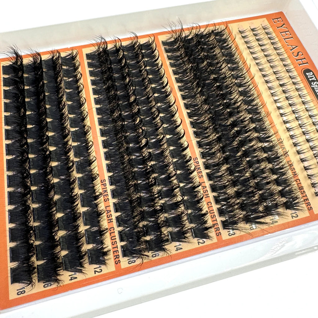 Wispy Cluster Lash Extensions — D Curl, Spiky Volume (12–16 Rows)