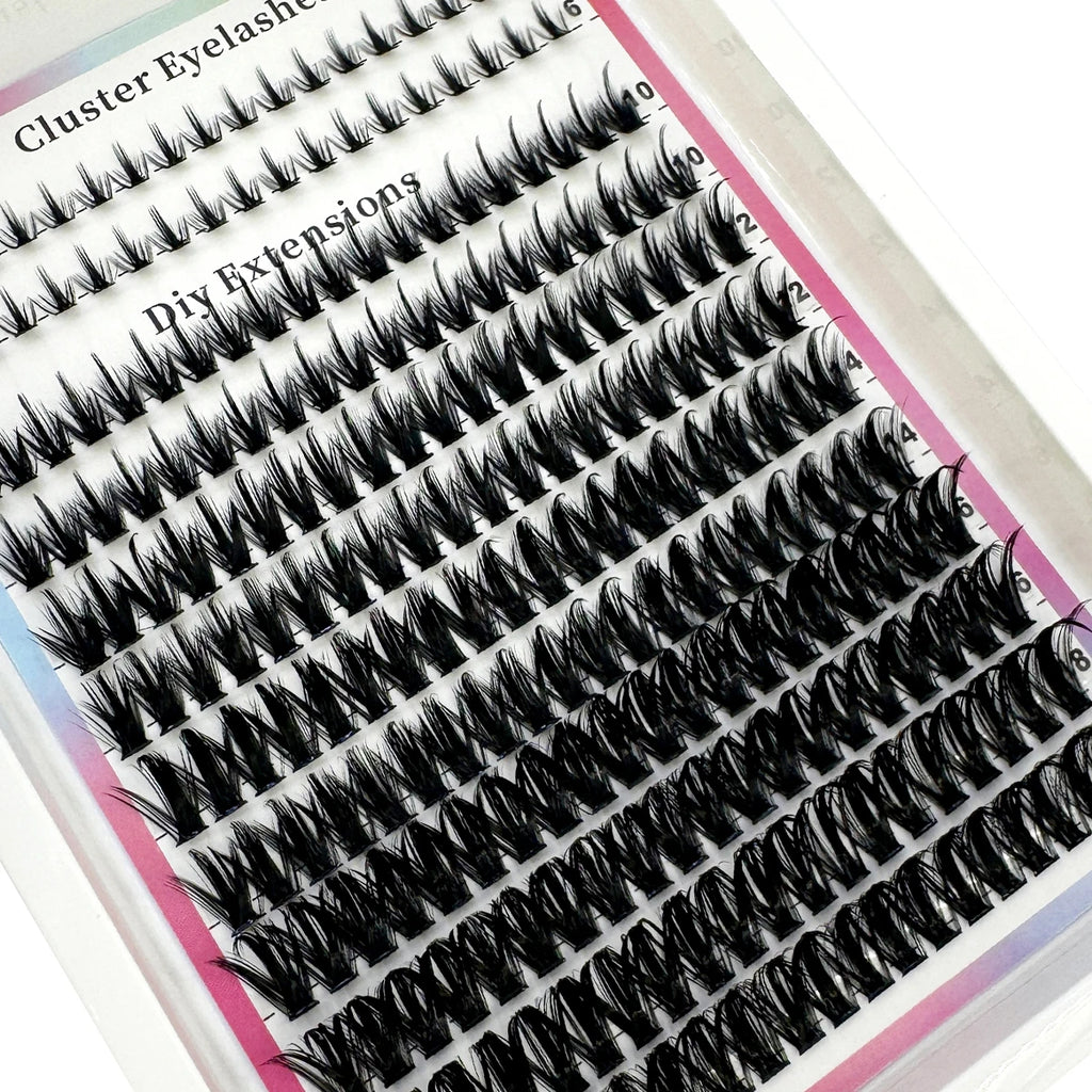 Wispy Cluster Lash Extensions — D Curl, Spiky Volume (12–16 Rows)