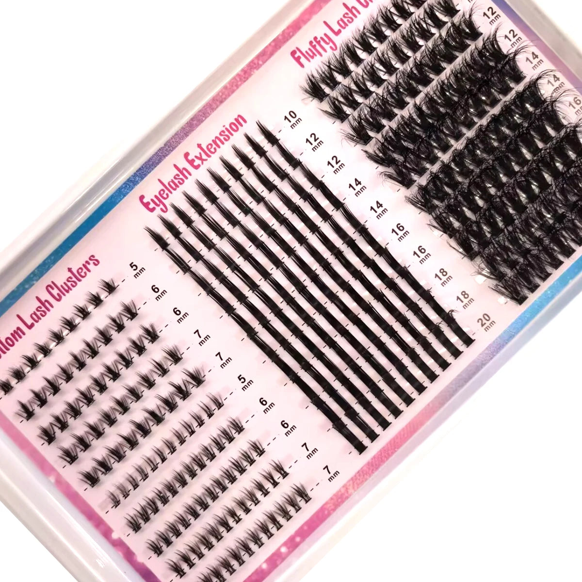 Wispy Cluster Lash Extensions — D Curl, Spiky Volume (12–16 Rows)