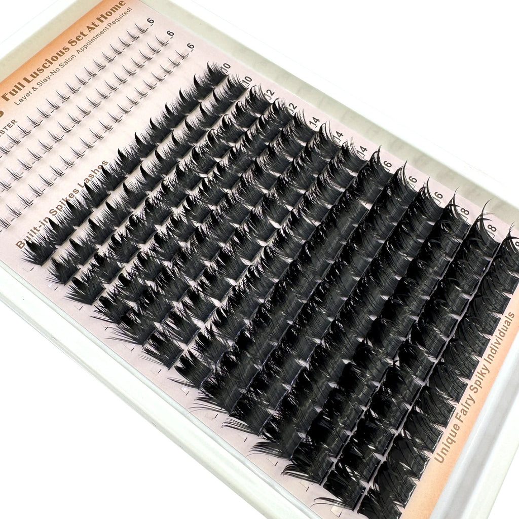 Wispy Cluster Lash Extensions — D Curl, Spiky Volume (12–16 Rows)