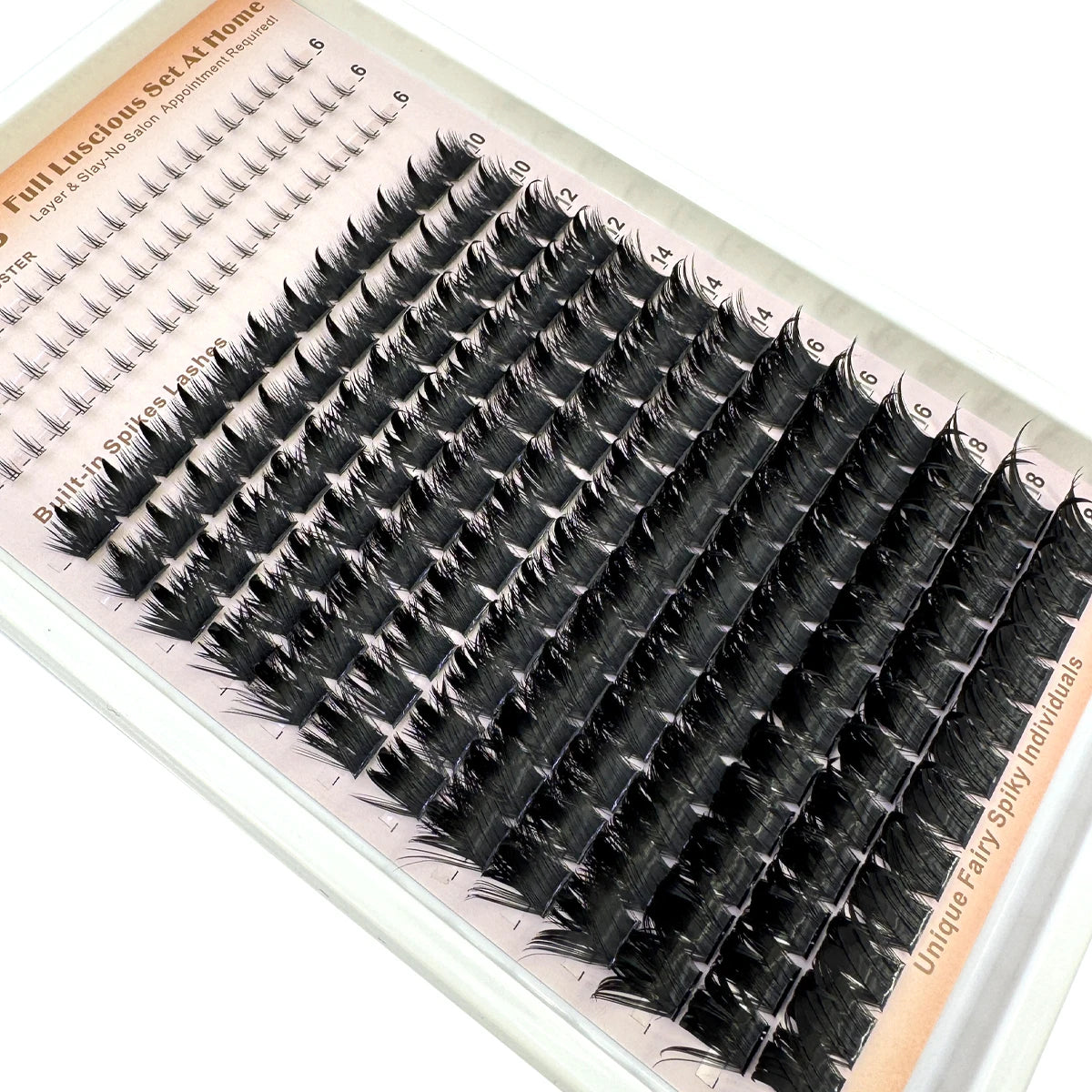 Wispy Cluster Lash Extensions — D Curl, Spiky Volume (12–16 Rows)