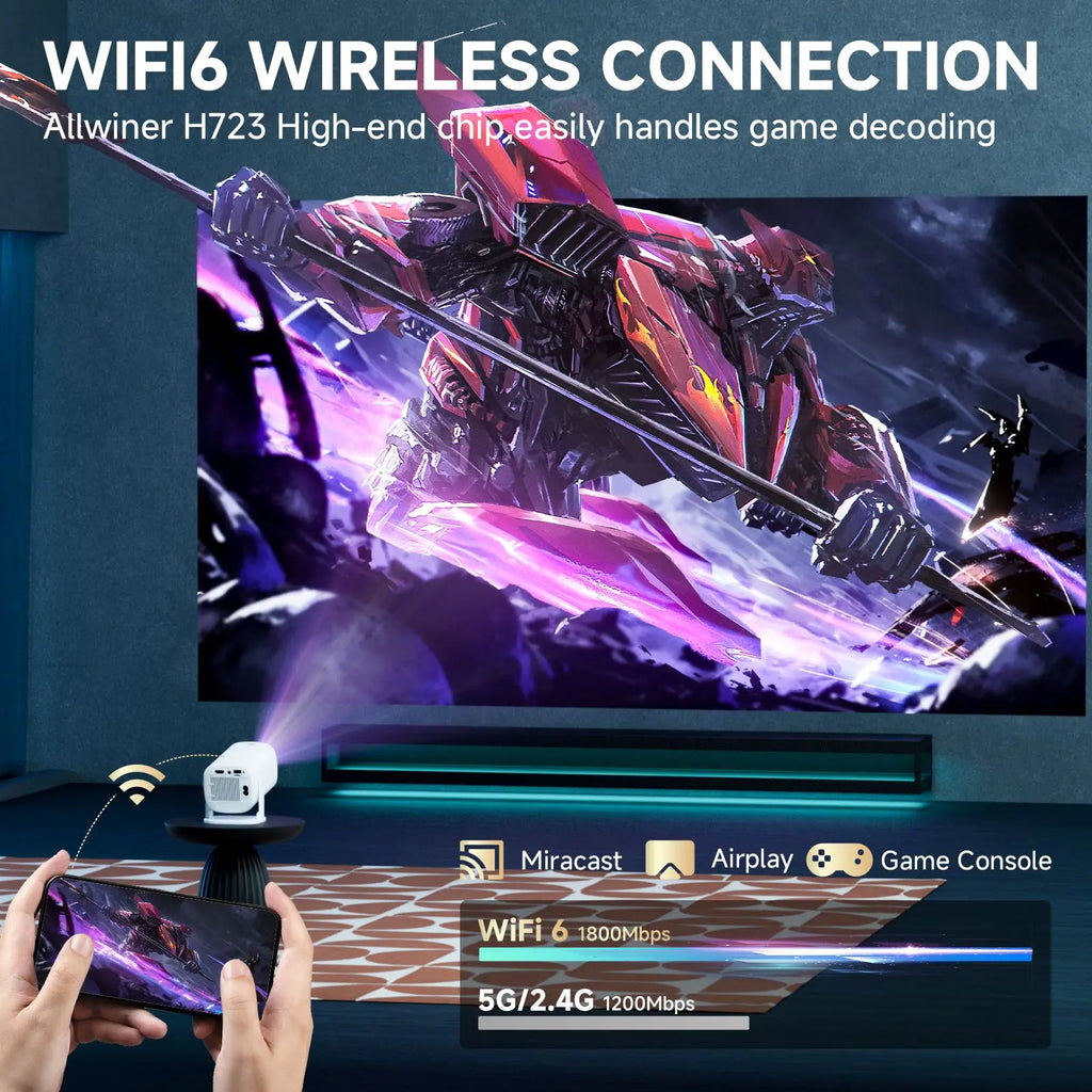 Smart Mini Projector P30 Pro — Android 14, WiFi 6, 4K Support, Home Theater
