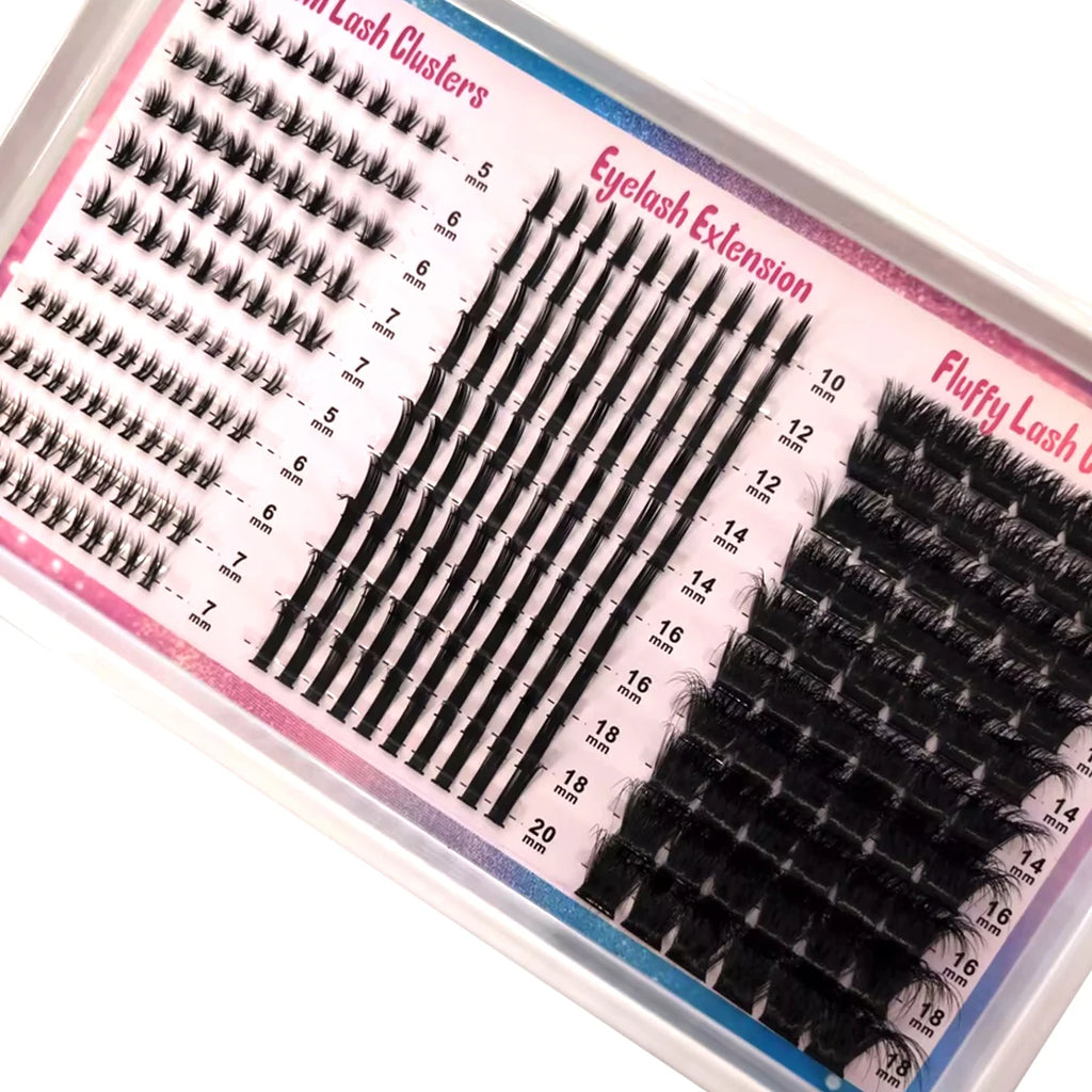 Wispy Cluster Lash Extensions — D Curl, Spiky Volume (12–16 Rows)