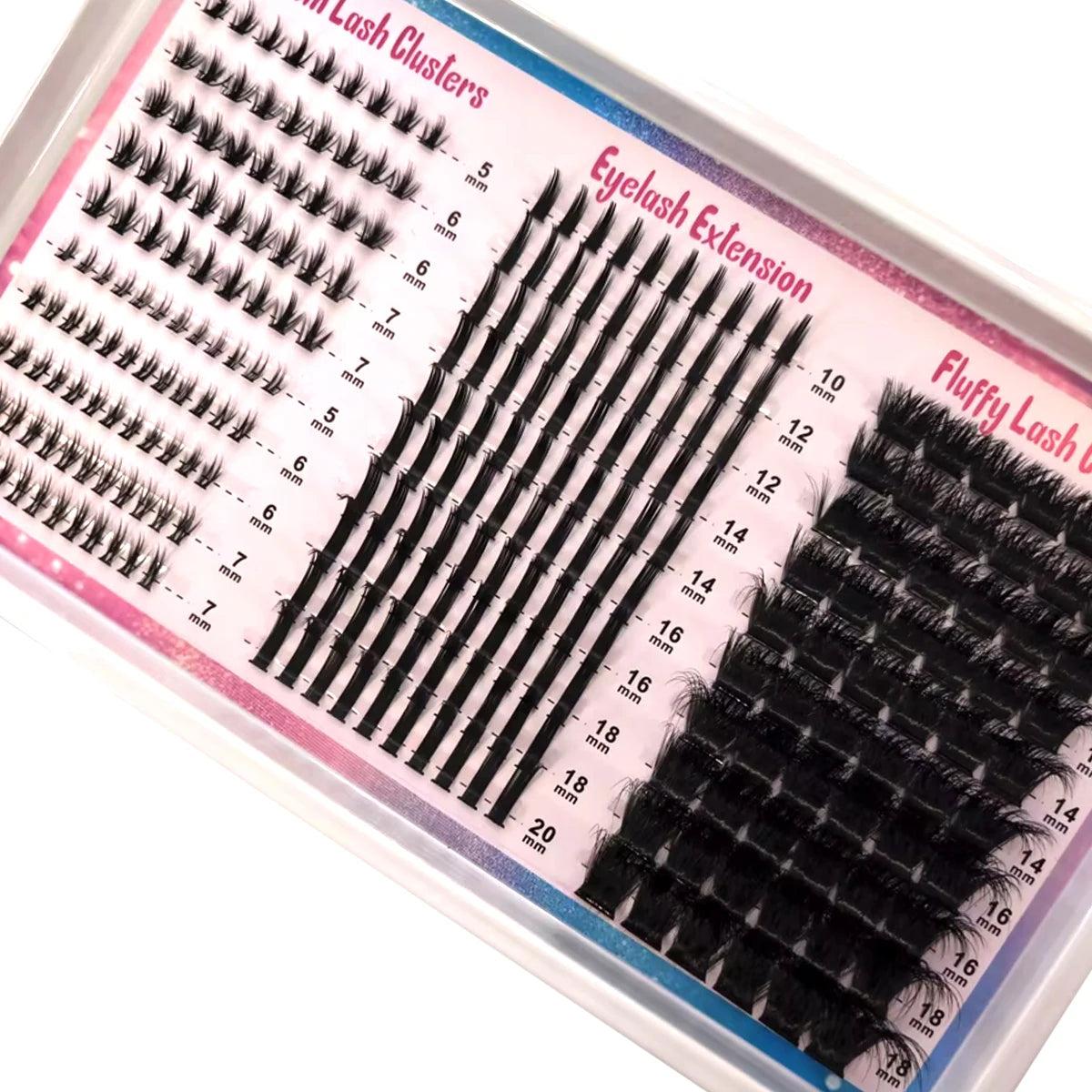 Wispy Cluster Lash Extensions — D Curl, Spiky Volume (12–16 Rows)