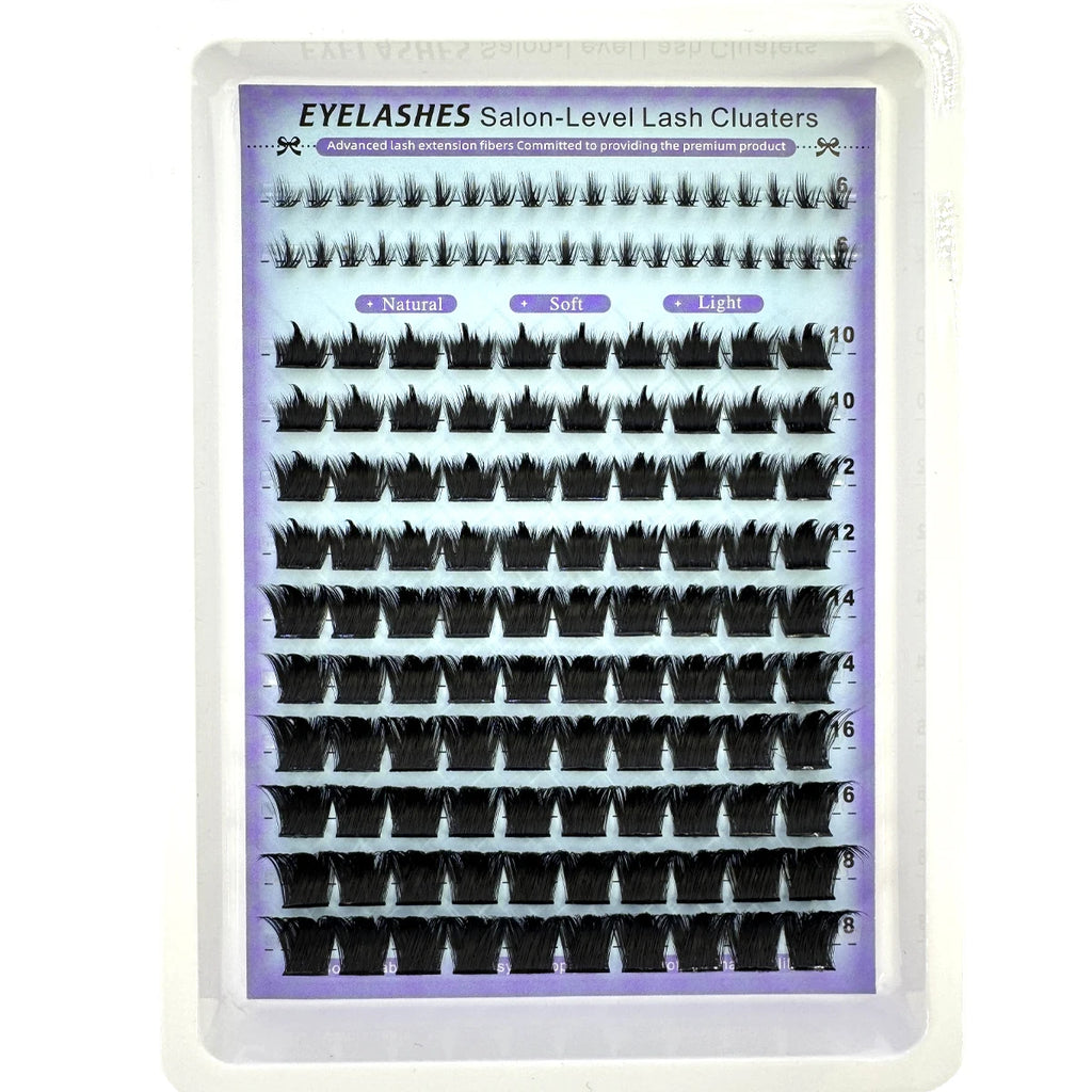 Wispy Cluster Lash Extensions — D Curl, Spiky Volume (12–16 Rows)