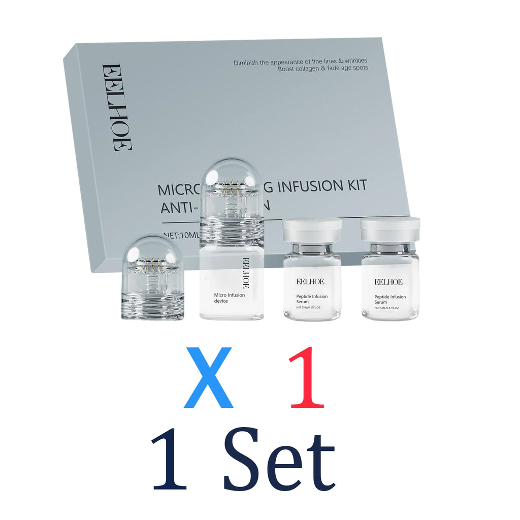 Microneedle Facial Roller & Serum Kit – Deep Hydration Skincare Set