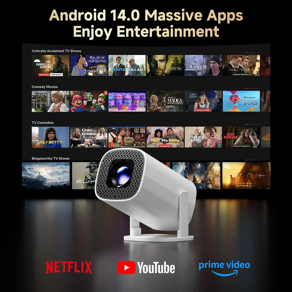 Smart Mini Projector P30 Pro — Android 14, WiFi 6, 4K Support, Home Theater