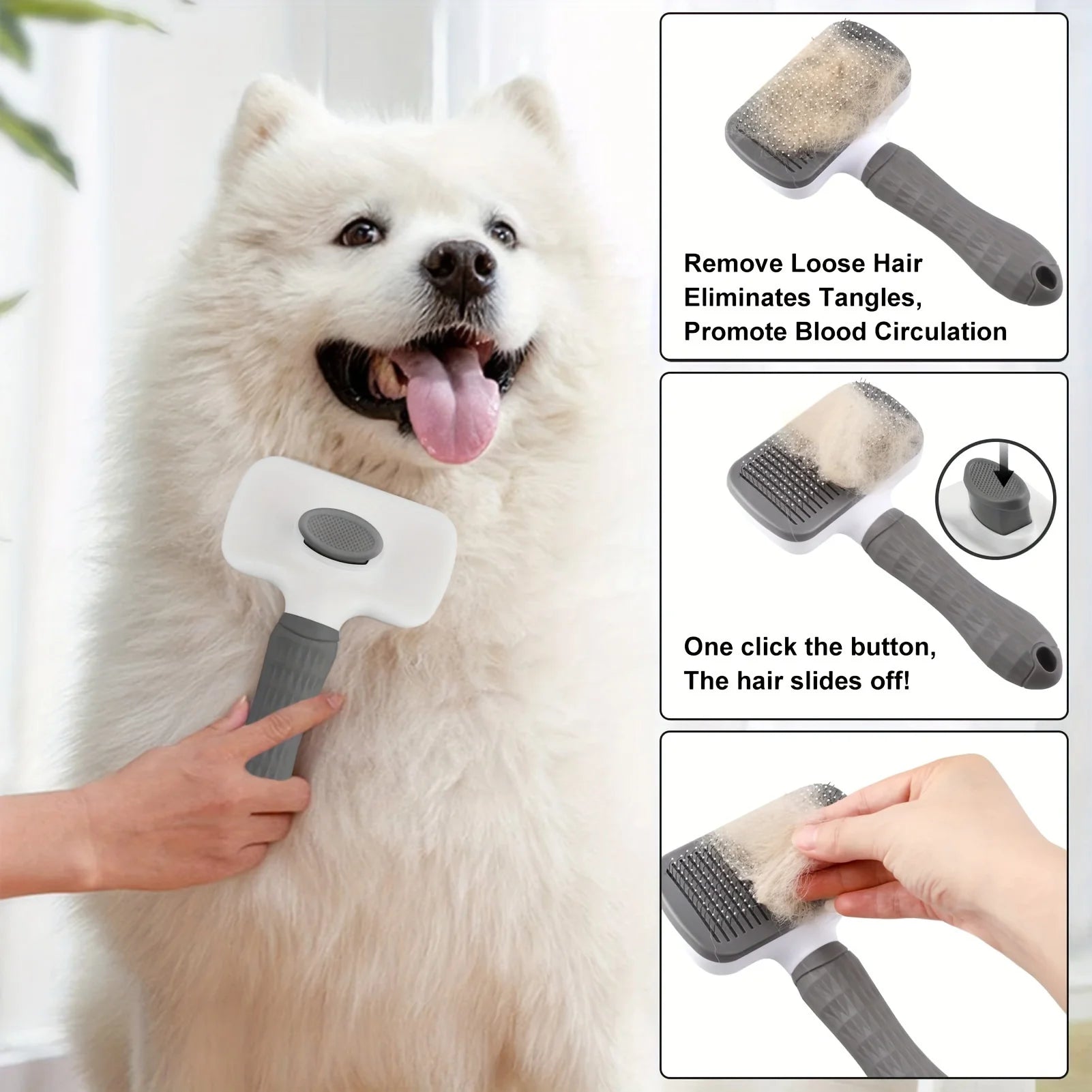 Self-Cleaning Pet Slicker Brush for Cats & Dogs