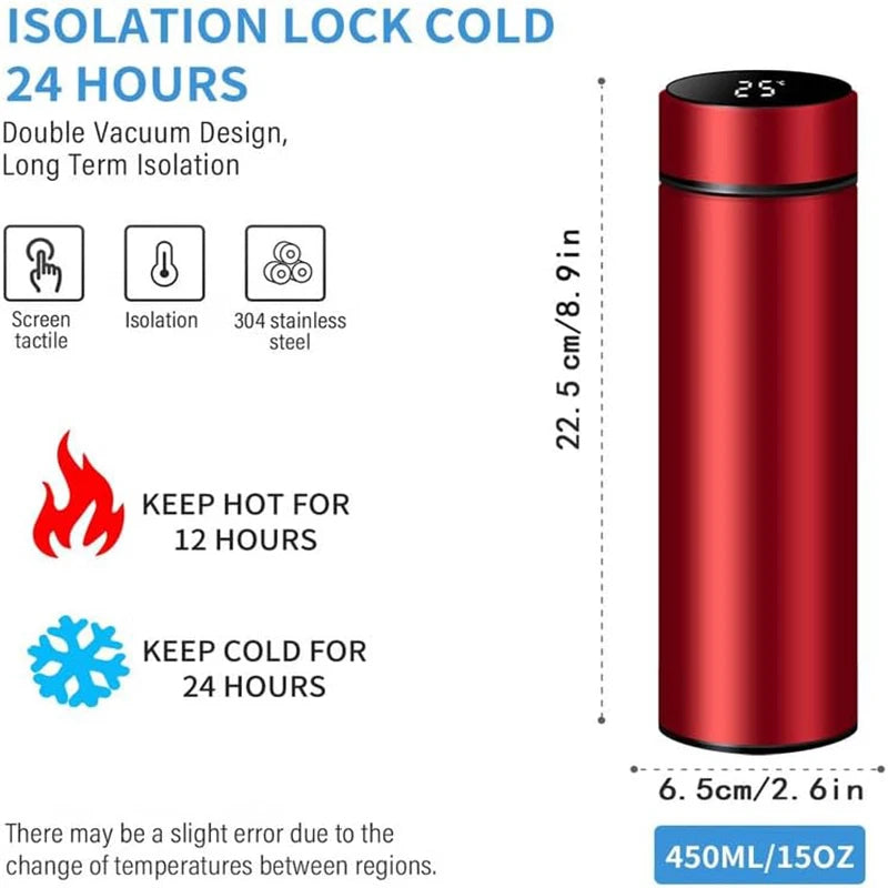 Smart Temperature Display Water Bottle – Stainless Steel Thermos