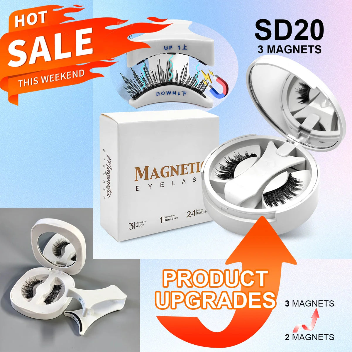 Magnetic Eyelashes Set — Reusable No-Glue False Lashes with Tweezers