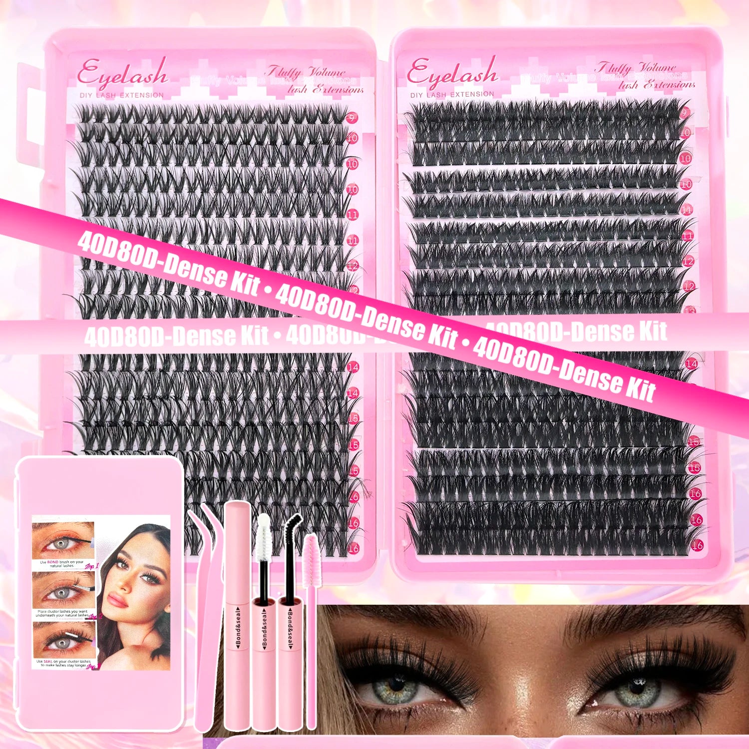 DIY Cluster Lash Extension Kit — Individual Lashes with Bond & Seal